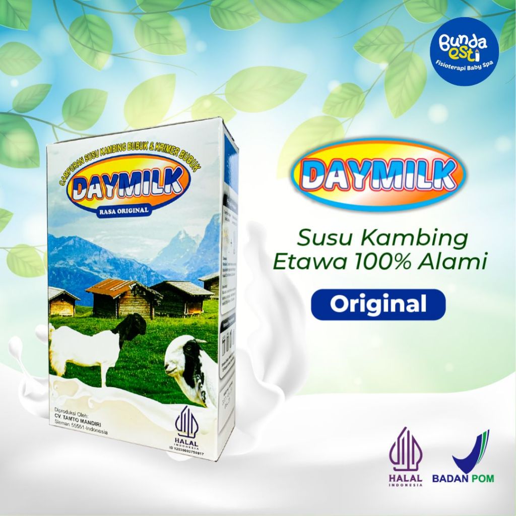 

DAYMILK Susu Kambing Etawa Bubuk Rasa Original, Bantu Atasi Sesak Nafas, Masalah Tulang dan Sendi, dan Menjaga Imun Tubuh, 200 ml, Halal BPOM