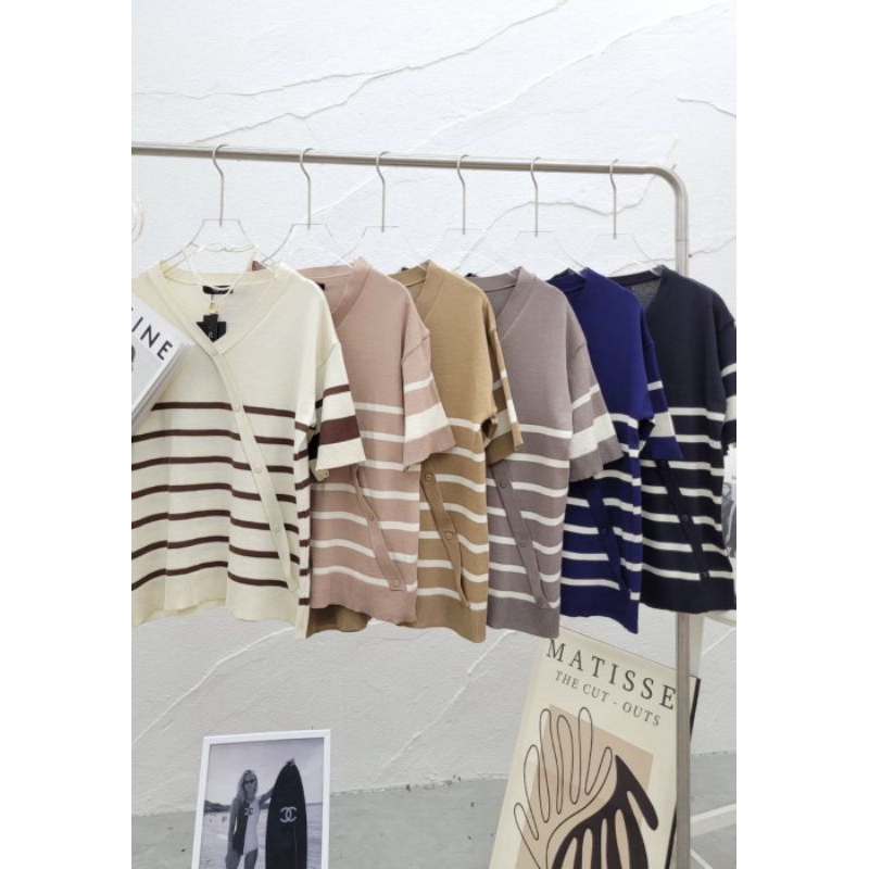 TP-016 KNIT TOPPING BANGKOK | KAOS CEWEK RAJUT JUMBO STRIPE IMPORT