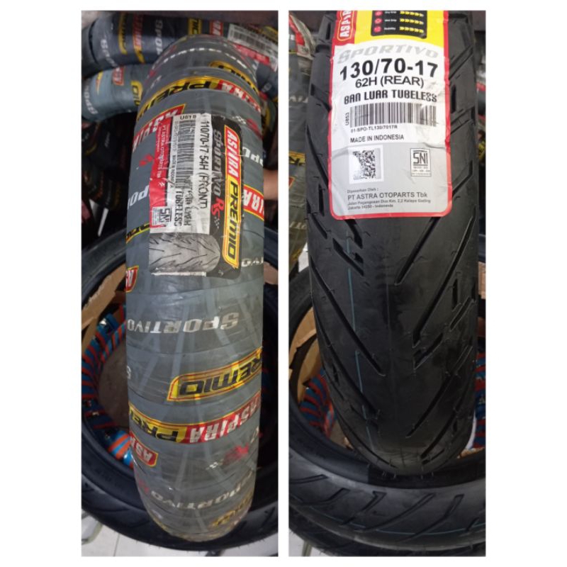 Ban Luar ASPIRA PREMIO Sportivo Tubless Tubeless 110/70 130/70-17 Ban Motor Aspira