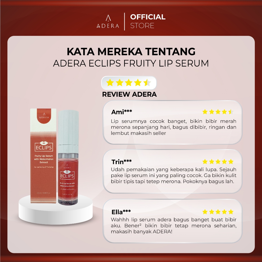 Adera Serum Bibir Pecah, Hitam, Kering, Jadi Merah Alami Permanen Pria Wanita Sudah BPOM HALAL