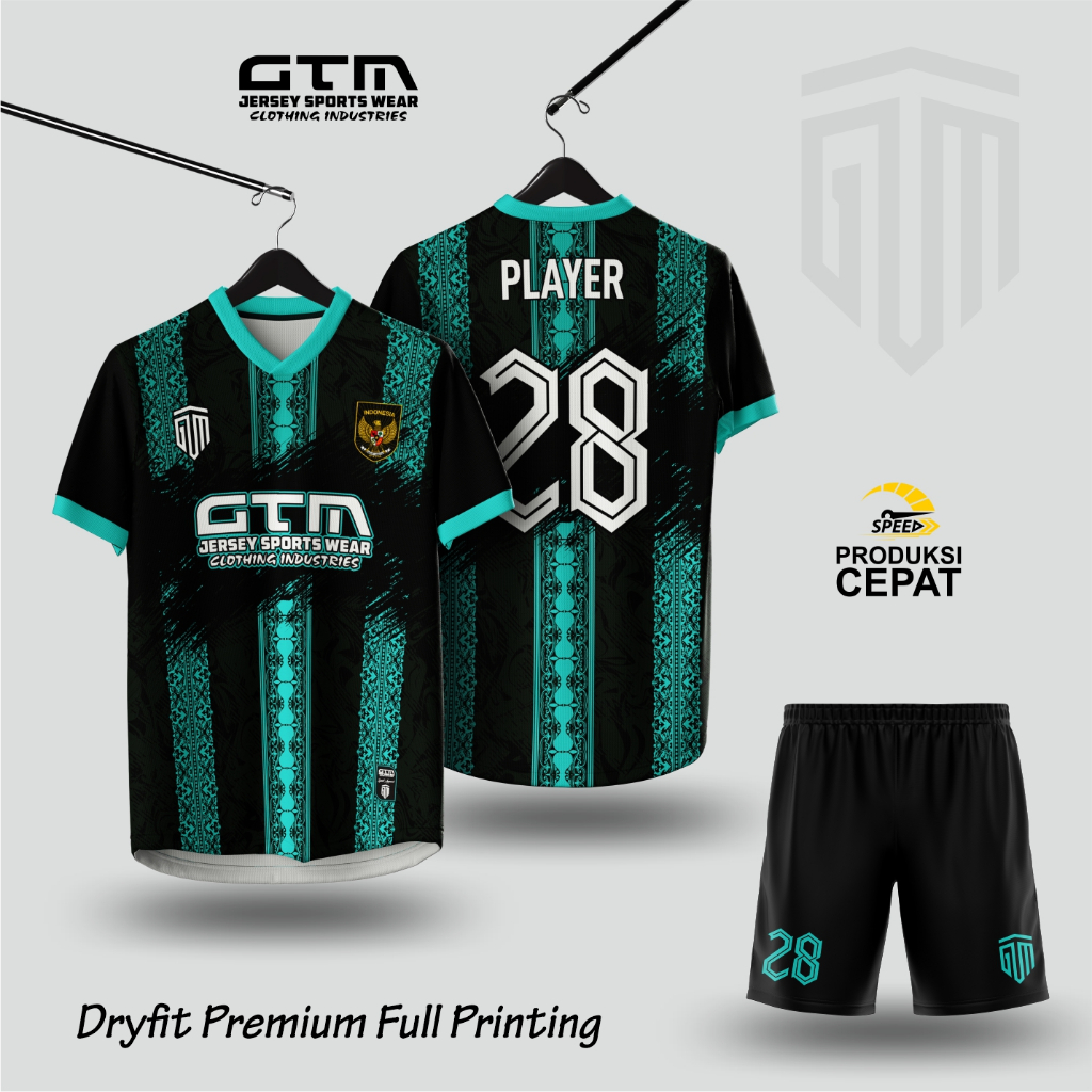JERSEY BOLA FUTSAL WARNA TOSCA HITAM FULL PRINT ~ CUSTOM DESIGN GTM