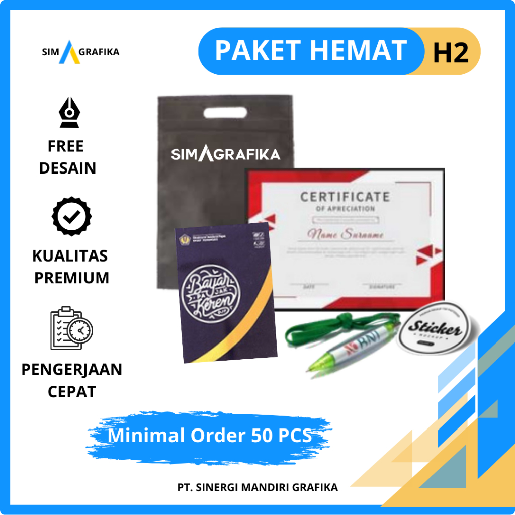 

Paket Seminar Kit Premium Untuk Berbagai Acara - Goodiebag, Sertiﬁkat, Note, Pulpen (BISA CUSTOM & FREE DESAIN)