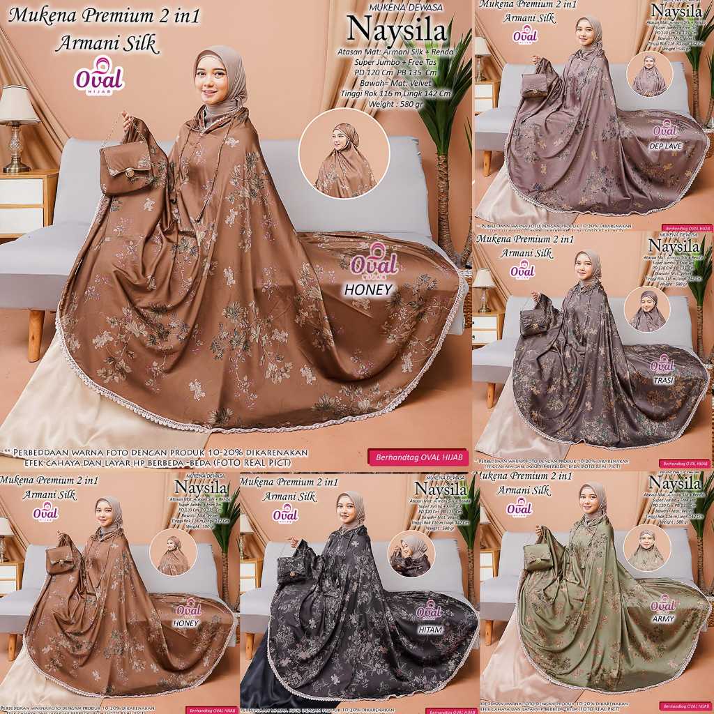 MUKENA DEWASA PERMIUM NAYSILA ARMNI SILK BY OVAL HIJAB