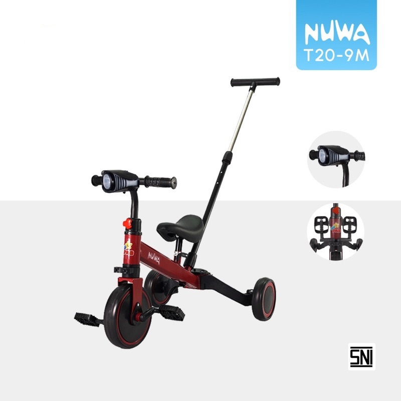 Sepeda Roda Tiga NUWA T20-9M PMB Toys Mainan Anak Push Bike NUWA T20-5 Dengan atau Tanpa Dorongan