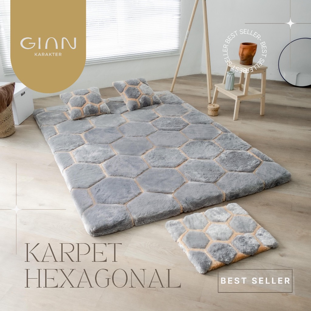 Surpet [Kasur Karpet] Bulu Empuk Motif Hexagon - Gian Karakter