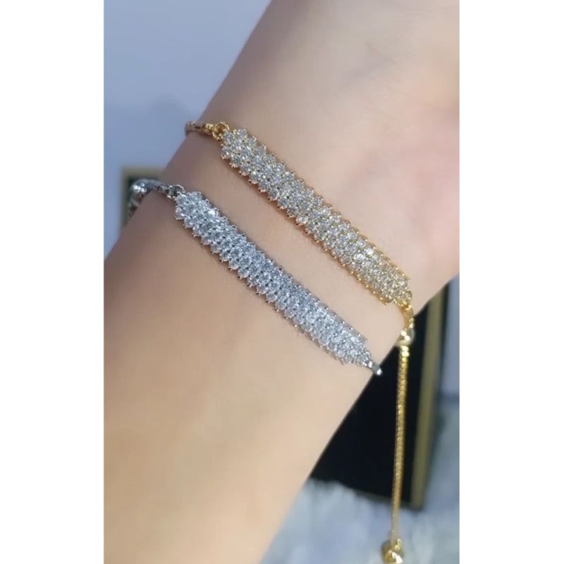 Xuping88 Gelang Serut Plated Elegan Titanium Mata Cubic Zircon Lapis Emas - Jelita