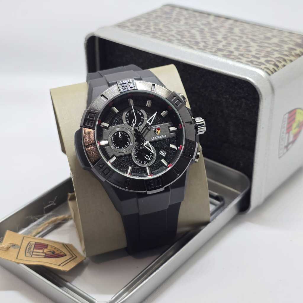 LEOPARD BULAT RUBBER JAM TANGAN PRIA ANALOG ORIGINAL