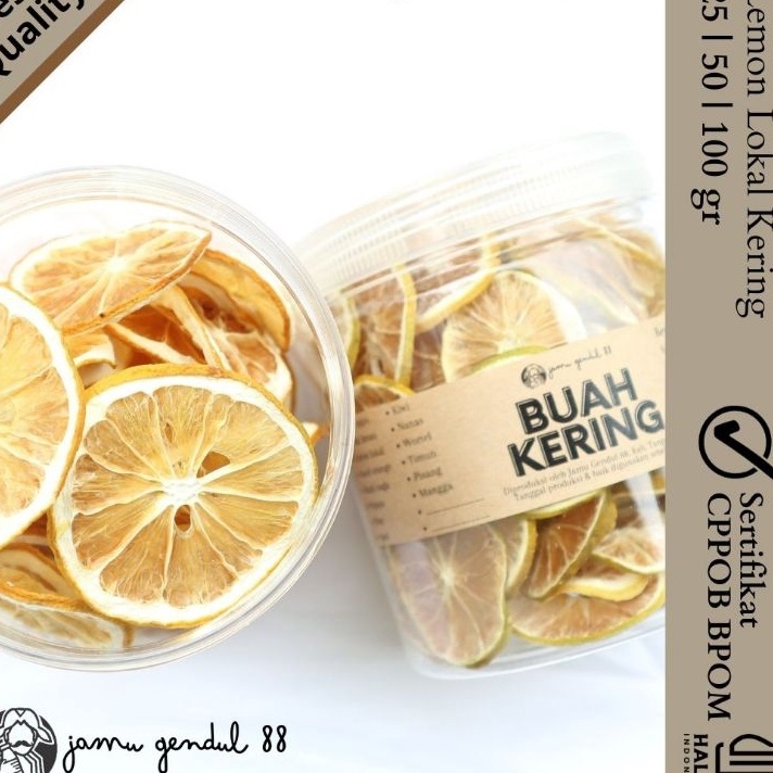 

Super Lemon Lokal Iris Kering Dried Lemon Buah Kering by Jamu Gendul 88 Kualitas Premium