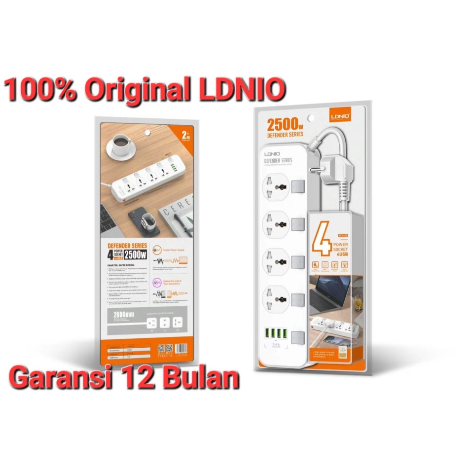 ad steker colokan listrik LDNIO SC448 universal power socket 4usb port Baru