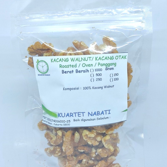 

Unggul 1gr Roasted Walnut Organik Kacang Otak Premium Oven Matang Varian Rasa Original Asin Aktivasi