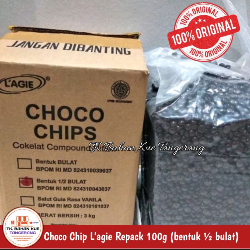 

Choco chip setengah bulat L'agie Repack 100g / asli original