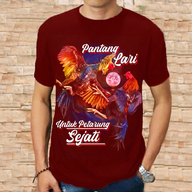 Kaos Distro Cowok Dewasa Ayam Petarung Pantang Baju Keren Terbaru Original Murah Tebal Bandung Jumbo