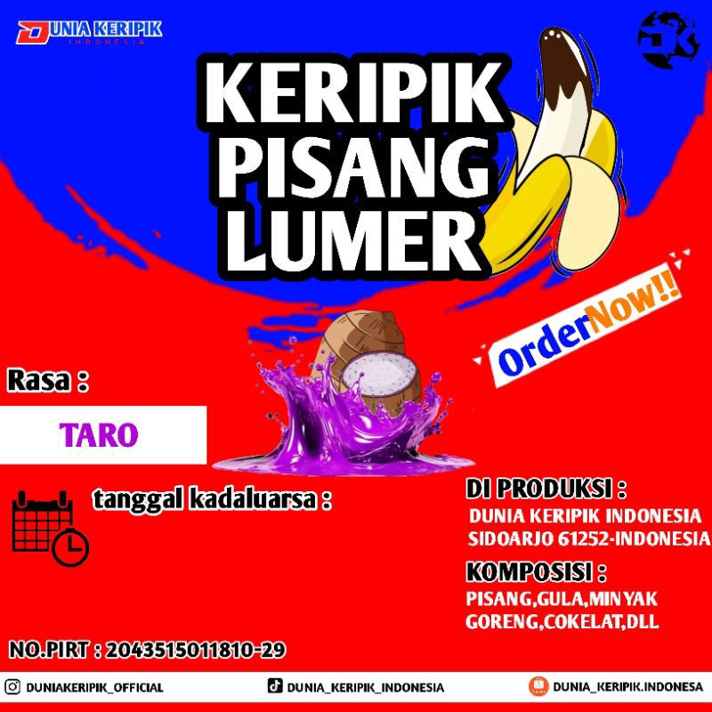 

keripik pisang lumer varian taro 170 Gr/pack by:DUNIA KERIPIK INDONESIA