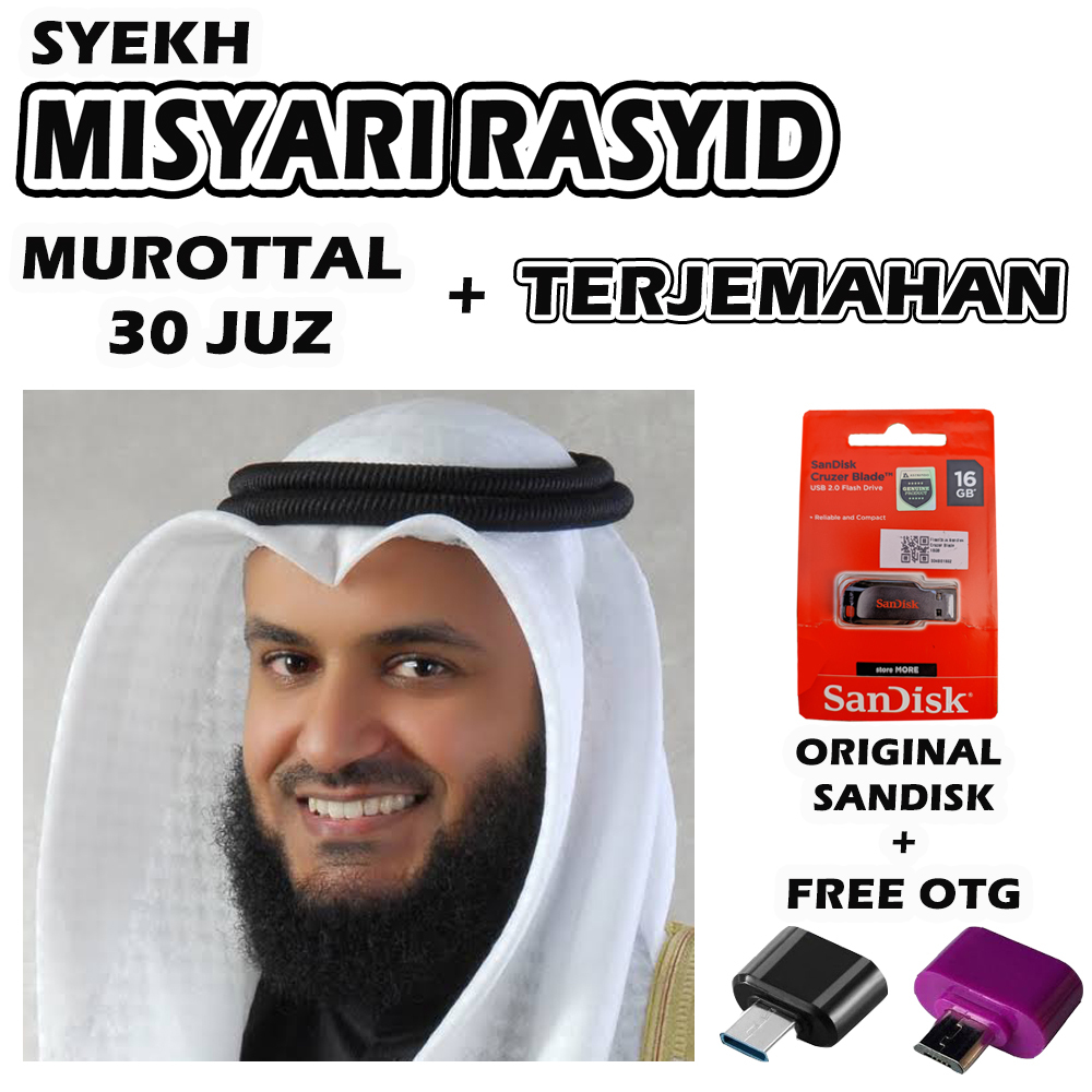 USB Flashdisk Murotal Quran Murottal Alquran 30 Juz Misyari Rasyid Plus Terjemahan Bahasa Indonesia