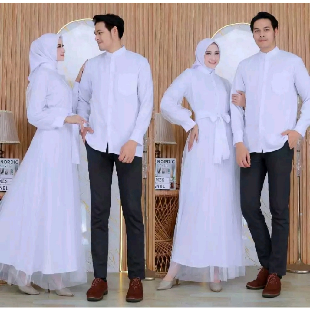 Baju Cauple Pasangan Muslim Adem Mewah Elegan Trand Pesta Ramadhan Viral Model Terbaru Lebaran 2024 