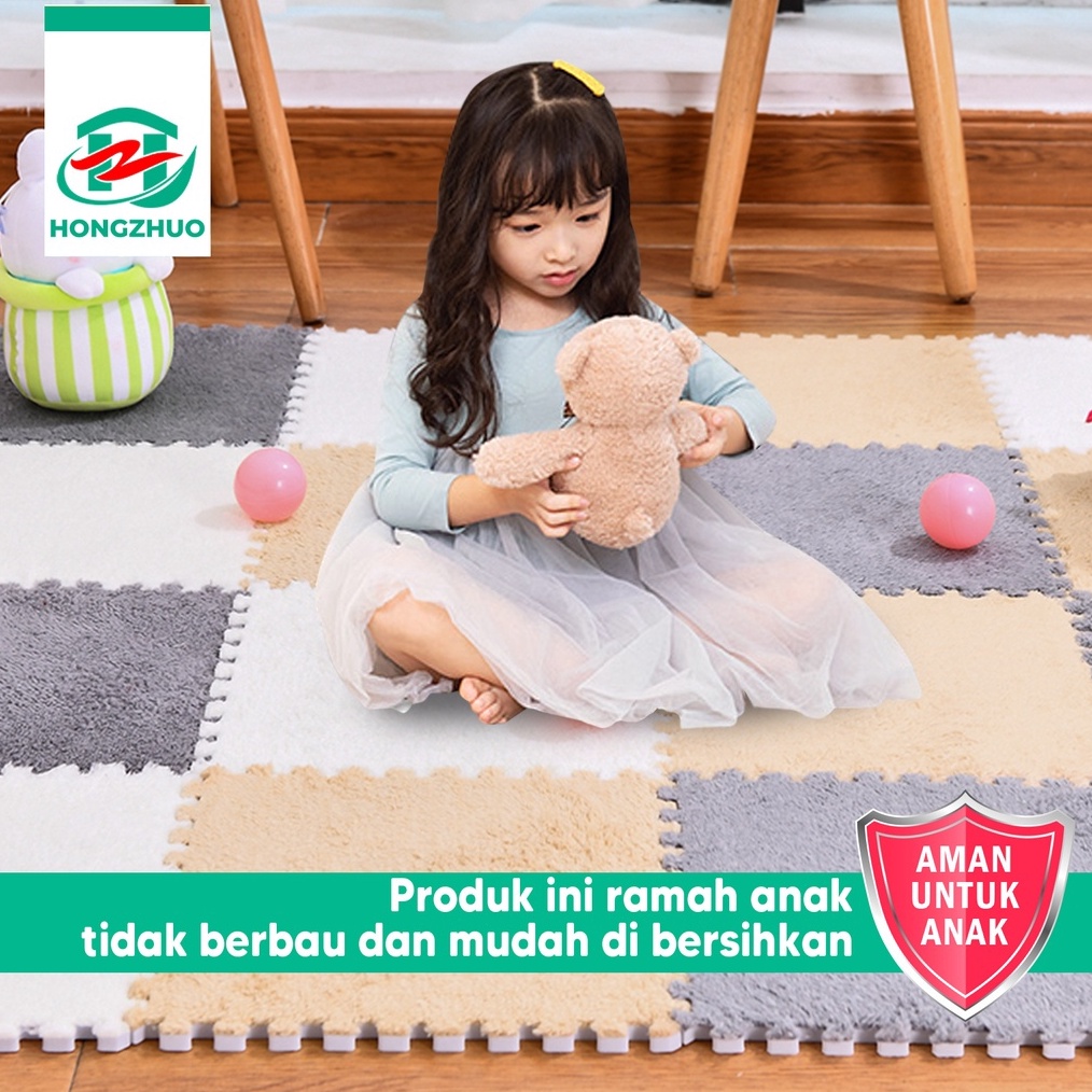 LYSASHOP Karpet Puzzle Bulu Pengaman Bayi Pelindung Kepala Balita Anak Ukuran 3x3 cm Alas Lantai Dek