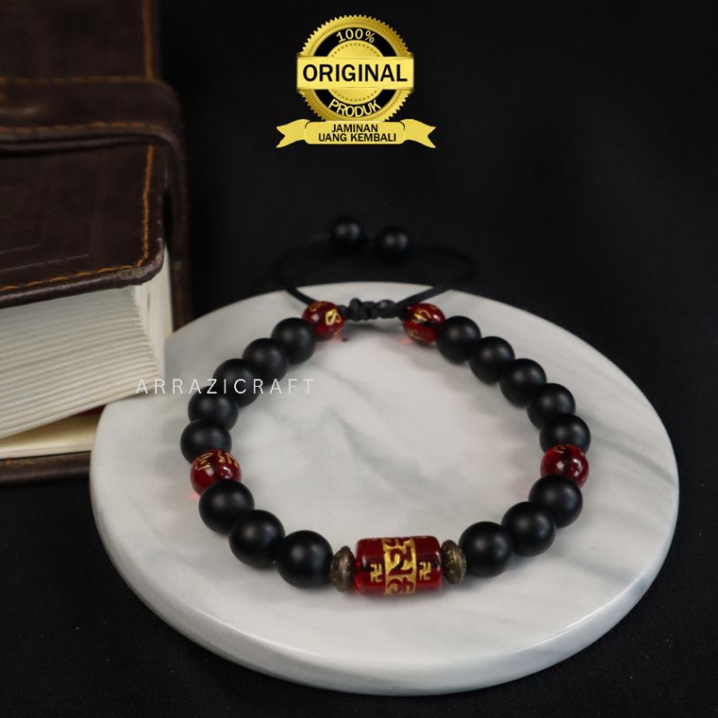 Gelang Batu Akik Alam Kristal Hitam MOWO BRACELET Asli Kalimantan Pria Wanita