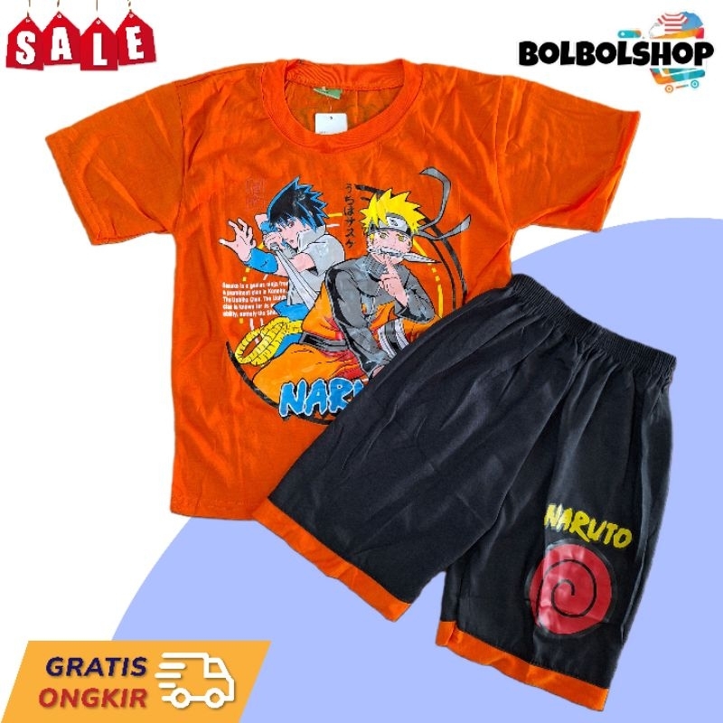 Pakaian anak Setelan anak laki laki gambar naruto umur 6 - 8 tahun Set atasan dan bawahan anak laki 