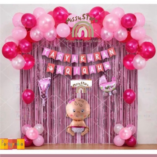 PAKET DEKORASI AQIQAH BAYI PEREMPUAN MEWAH/MURAH