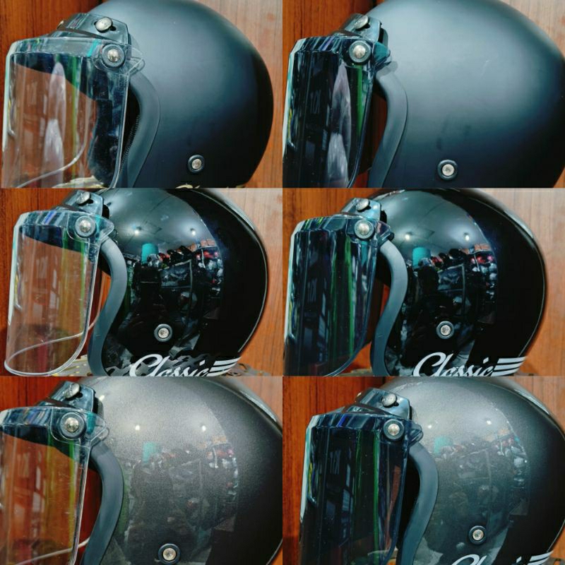 HELM Bogo RETRO SOJI CLASSIC GARIS KACA DATAR