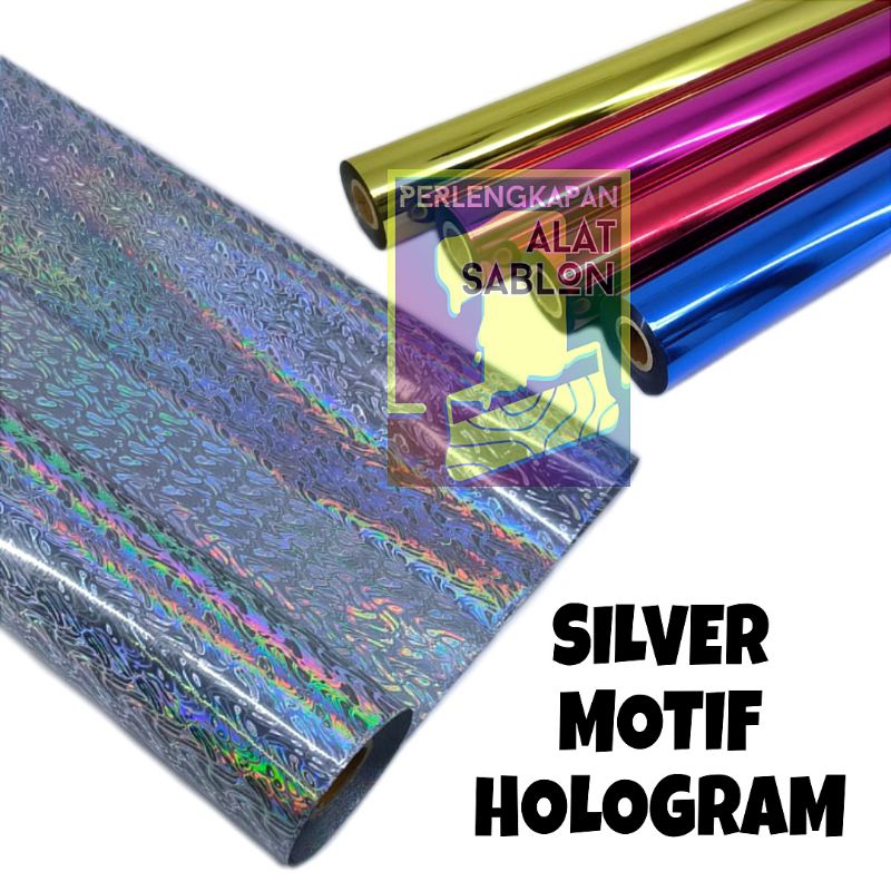 

PLASTIK KERTAS FOIL SABLON SILVER MOTIF HOLOGRAM 60CMX5M