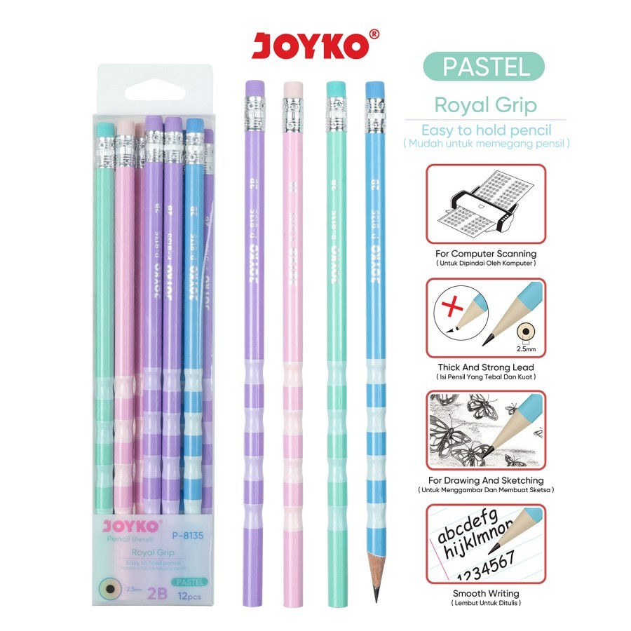 

Pencil Pensil Joyko P-8135 Royal Grid 2B 1 Box 12 Pcs