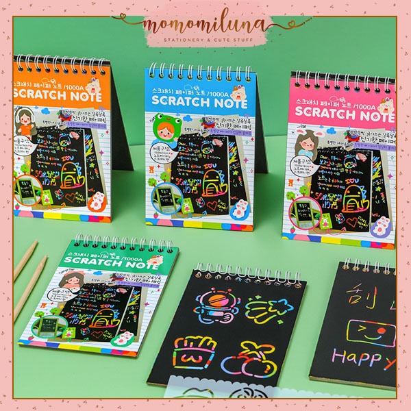 

Scratch note magic book kawai mini memo buku gambar ajaib lucu cute HB1652