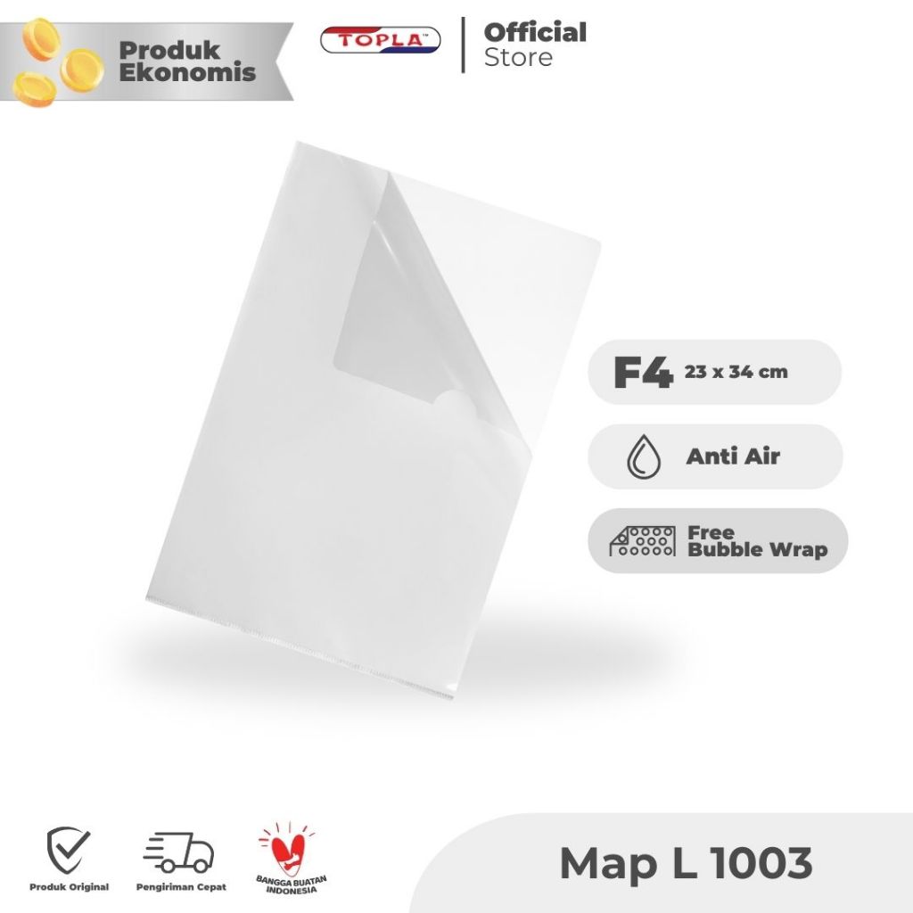 

TOPLA Map L Bening - Penyimpanan Kertas Ukuran F4 yang Efisien Anti Air