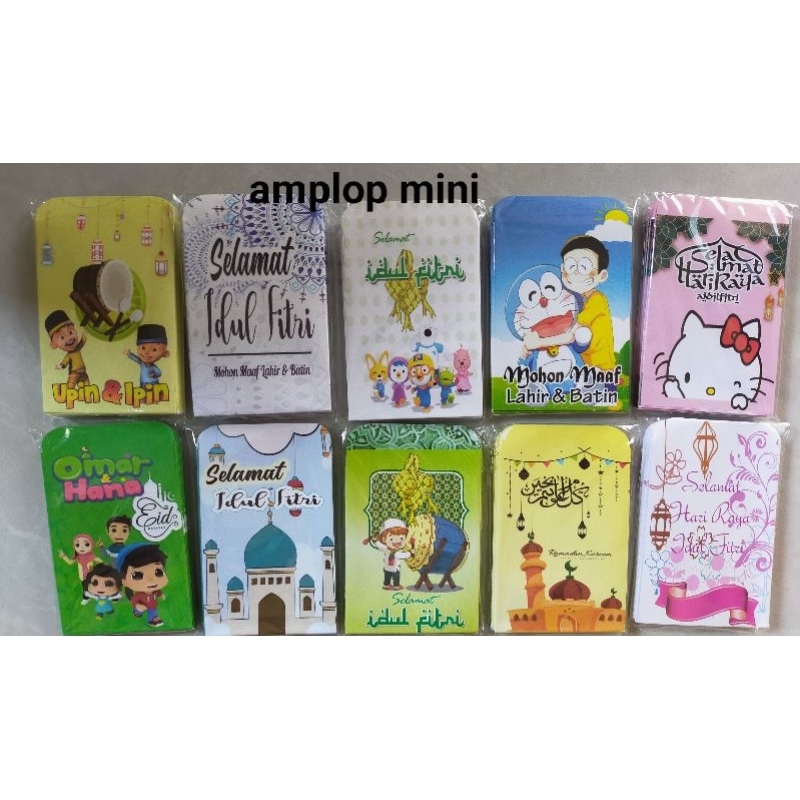

Amplop lebaran mini atau uang di lipat 2 kali, 5 pak Rp 8000, 1 pak isi 10 amplop, tapi random tidak bisa pilih motif