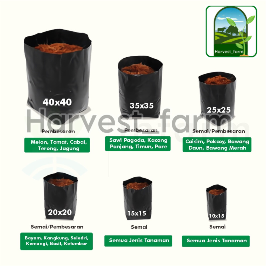 Polybag Eceran / Bijian ukuran 40x40 ,35x35 , 30x30 - Kantong Plastik Hitam -Tebal Berbagai Ukuran