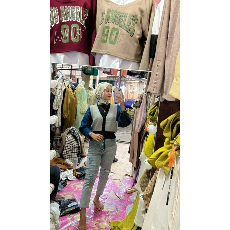 cardigan croptop rajut levis tebel import