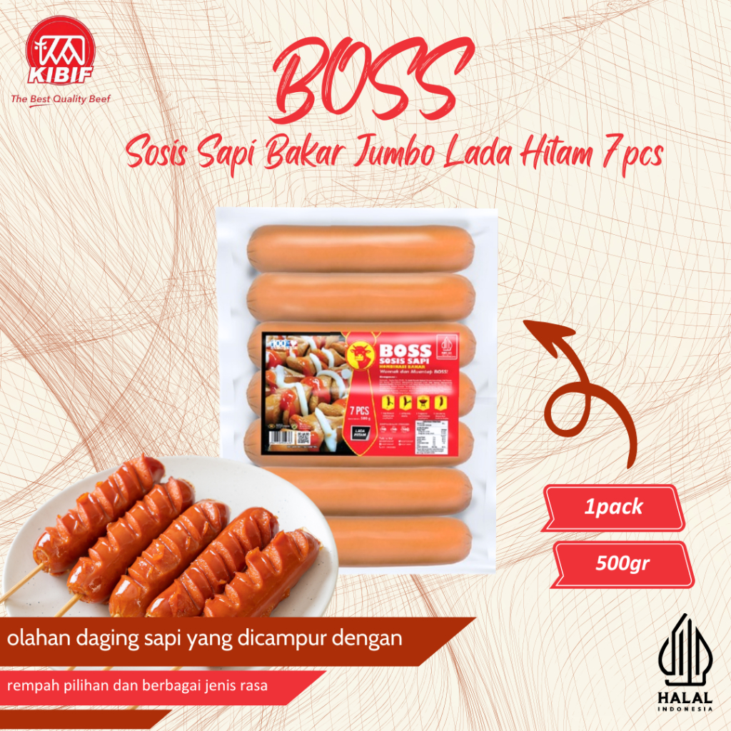 

BOSS Sosis Sapi Bakar Jumbo Lada Hitam @ 7 Pcs