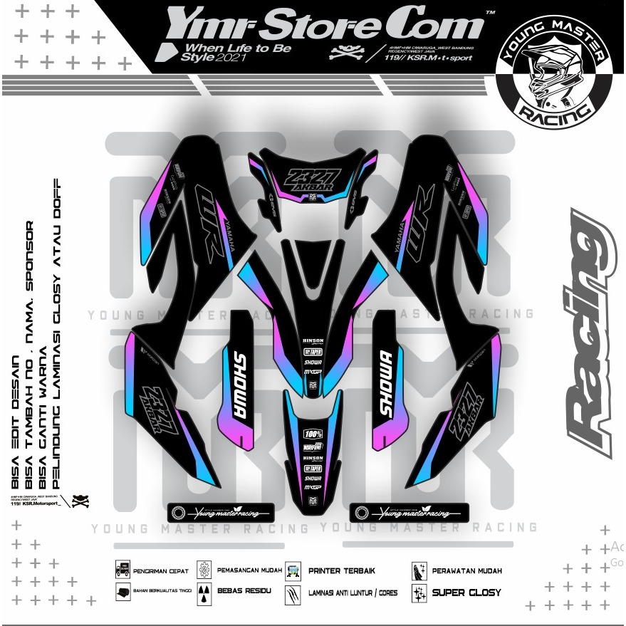 DECAL STIKER WR 155 BIRU HITAM SIMPEL KEREN MOTIF TERBARU B038