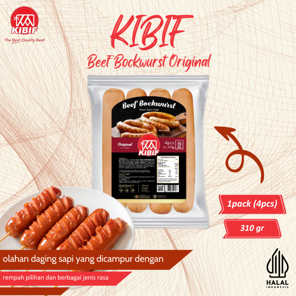 

KIBIF Beef Bockwurst Original / Sosis Sapi Premium 4 Pcs 310 Gr