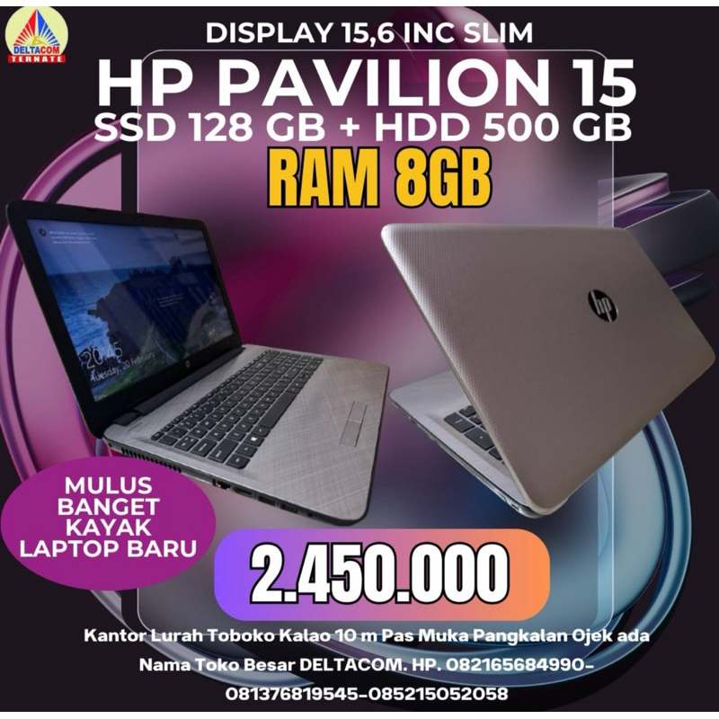 HP PAVILION 15 LIKE NEW SEPERTI LAPTOP BARU RAM 8 GB