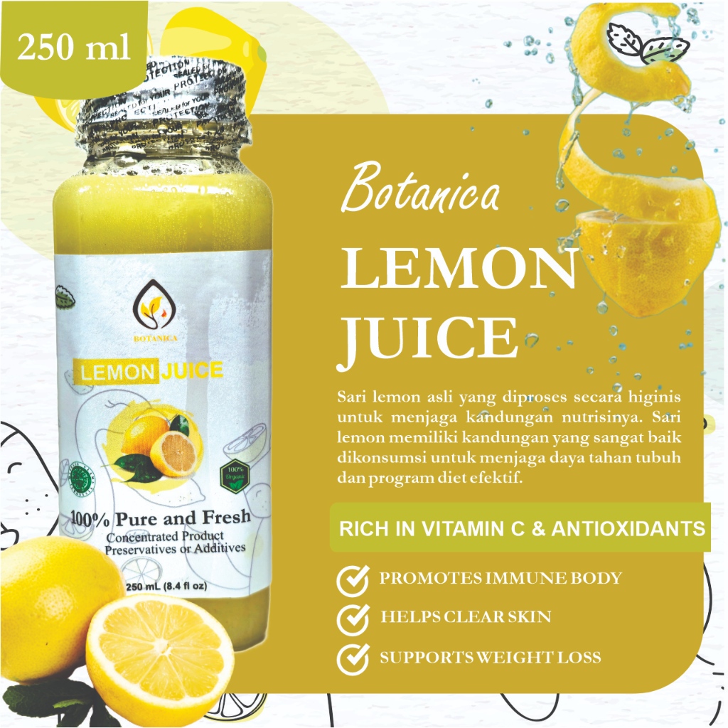 

Botanica Lemon Juice Original Import 250 ml - Sari Lemon Import for Detox and Healthy Life