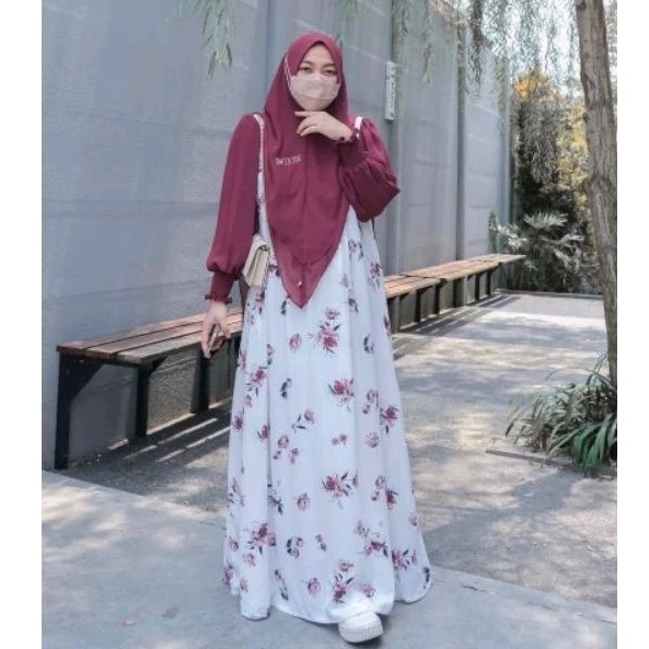Gamis set Habibati (Gamis + Khimar) by Zafeetri | Free Gift | Gamis zafeetri