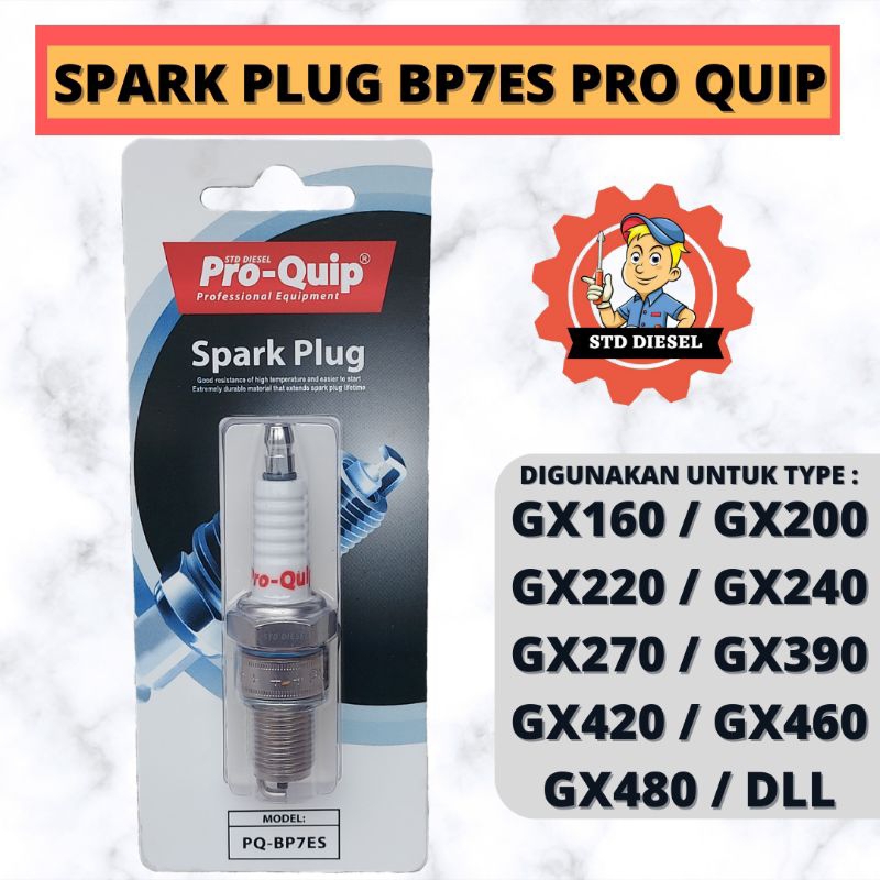 SPARK PLUG MERK PRO QUIP BP7ES DRAT PANJANG BUSI MESIN PENGGERAK GX160 GX200 GX220 GX240 GX270 GX390