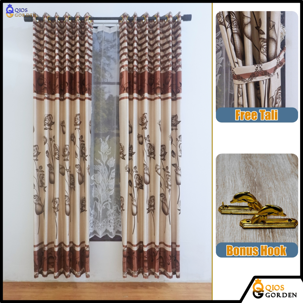 Gorden Jendela Panjang Premium Kain Blackout Import Bludru Embosh Tinggi 230 cm