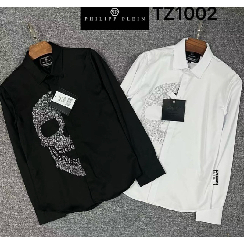 Kemeja Pria Mirror VIP Original Import Lengan Panjang Putih Hitam Polos