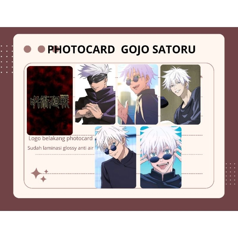 PHOTOCARD ANIME JUJUTSU KAISEN GOJO SATORU, GETO, MEGUMI, SUKUNA, NANAMI, TOJI