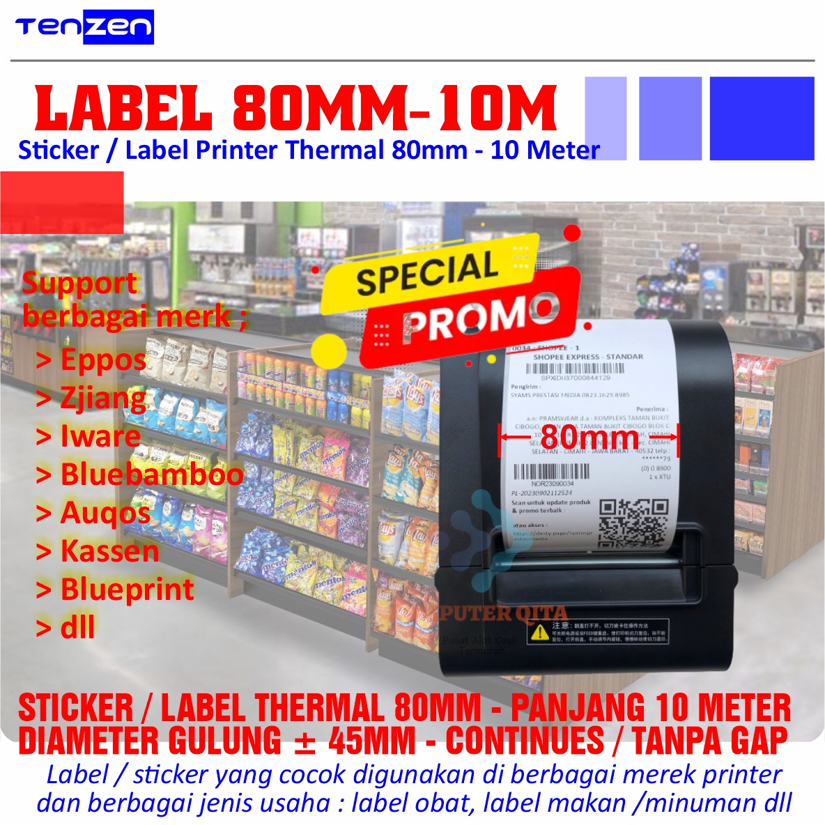 

TERBATAS Sticker Label Thermal 8mm x 45mm 1 meter Continues Tanpa GapSticker Label Thermal 8mm x 45mm 1 meter Continues Tanpa Gap