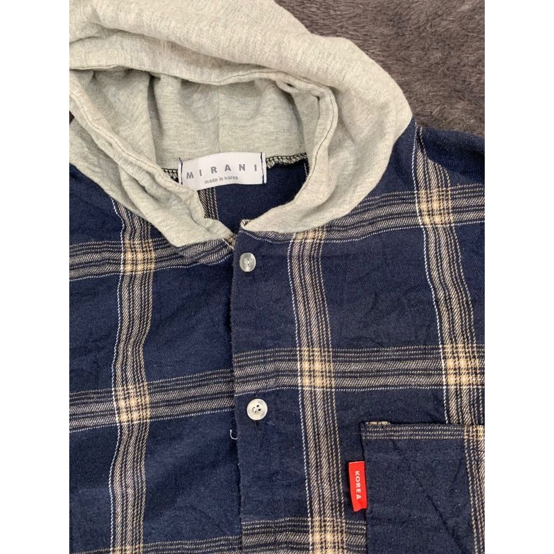 Kemeja Hoodie Flanel Korea