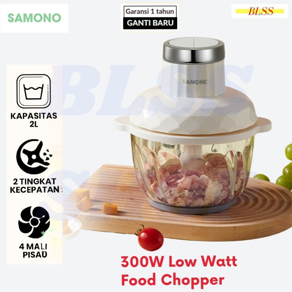 Food Chopper Kaca Blender Food Processor  SAMONO MPASI Penggiling Daging Meat Grinder 2 Liter