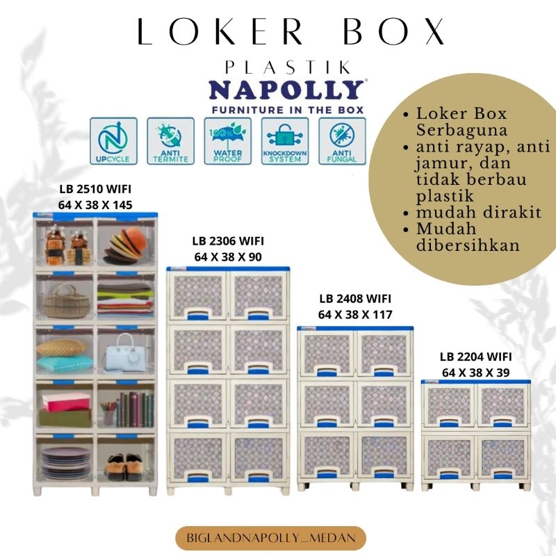 Loker Box / Loker Serbaguna Plastik Napolly 2 Tingkat dan 3 Tingkat