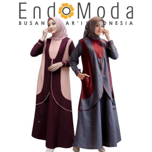 sarimbit gamis endomoda trisha dress bahan interlist