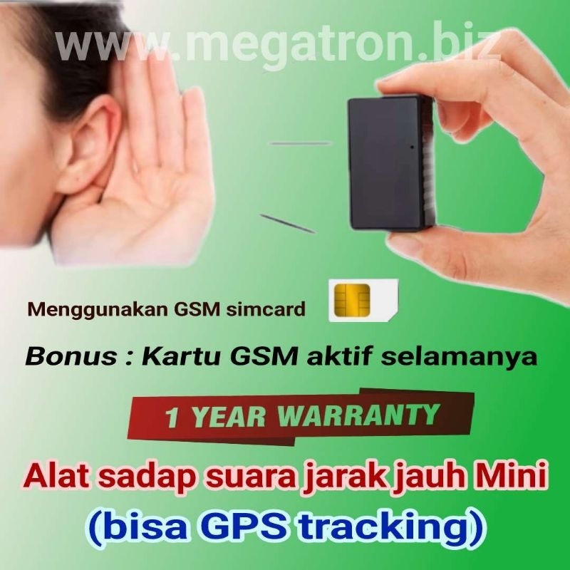 Alat sadap suara jarak jauh Mini - pakai simcard GSM - Bisa juga untuk Lacak Lokasi (GPS tracking)