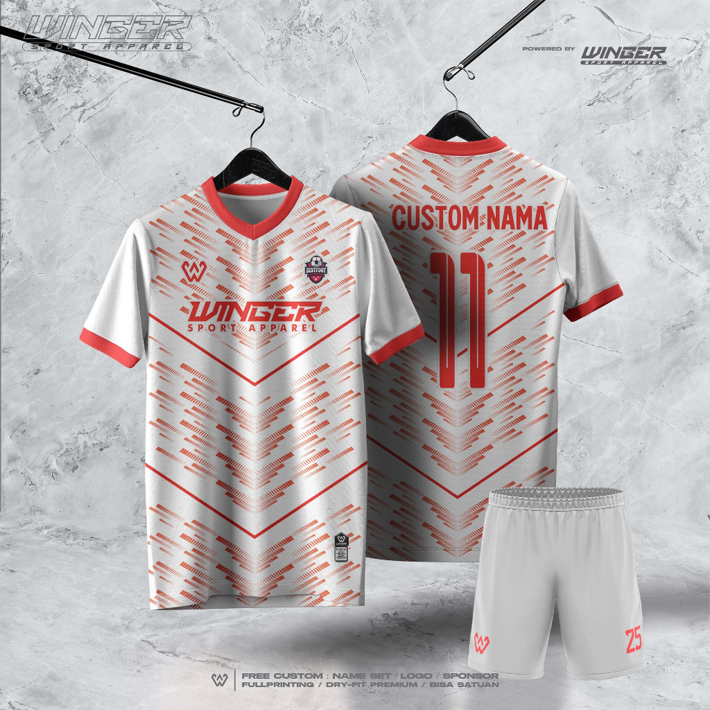 Jersey Futsal/Jersey Bola Merah Putih F116 Full Printing Free Nameset