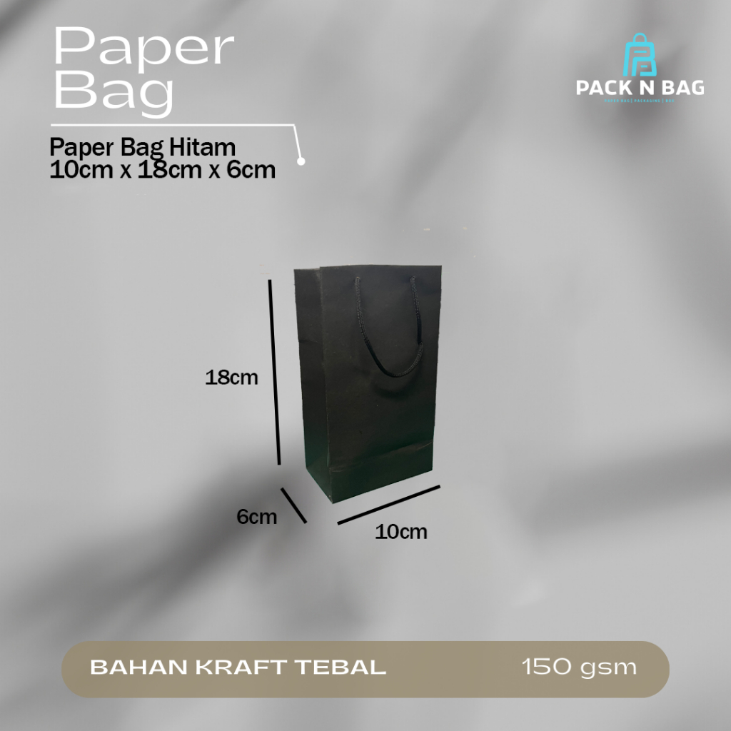 

Paperbag hitam 10x18 souvenir bahan tebal 150gsm