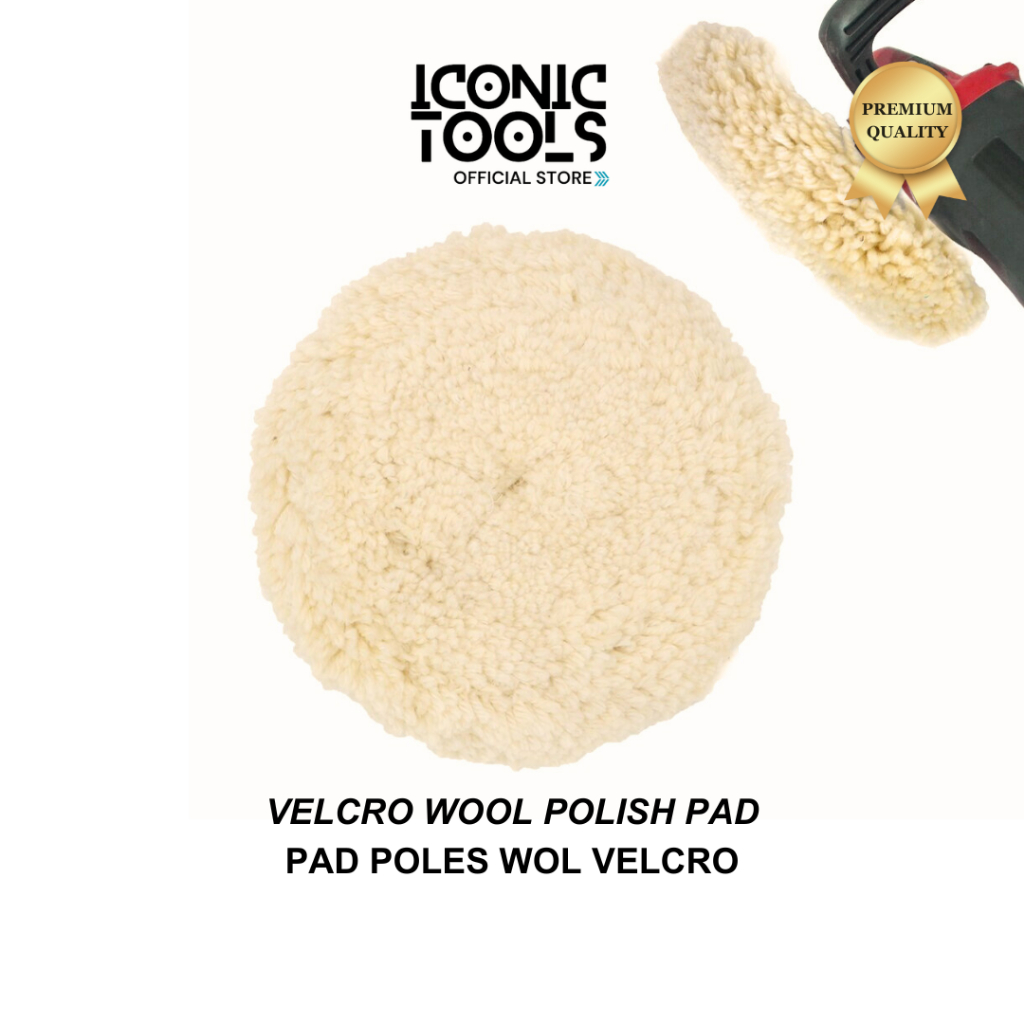 Pad Wol Poles Mobil Velcro Bulu Domba 5" 7" Automotive Wool Polish Pad Velcro 5 inci 7 inch